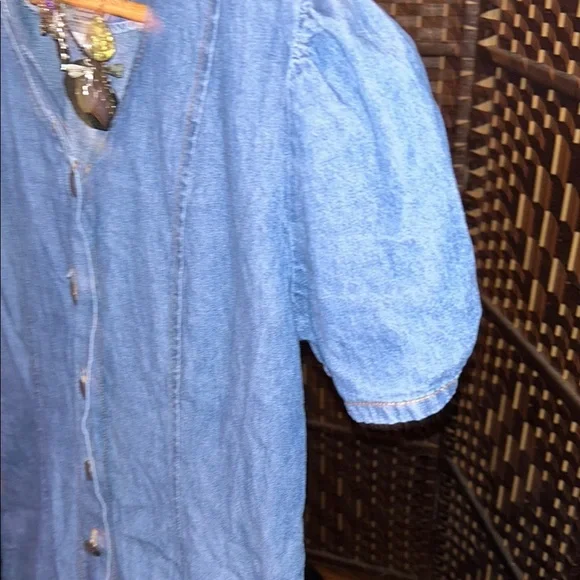 JIM ELLIOT Vintage 90s Blue Denim Button-Down Dress - Picture 4 of 8